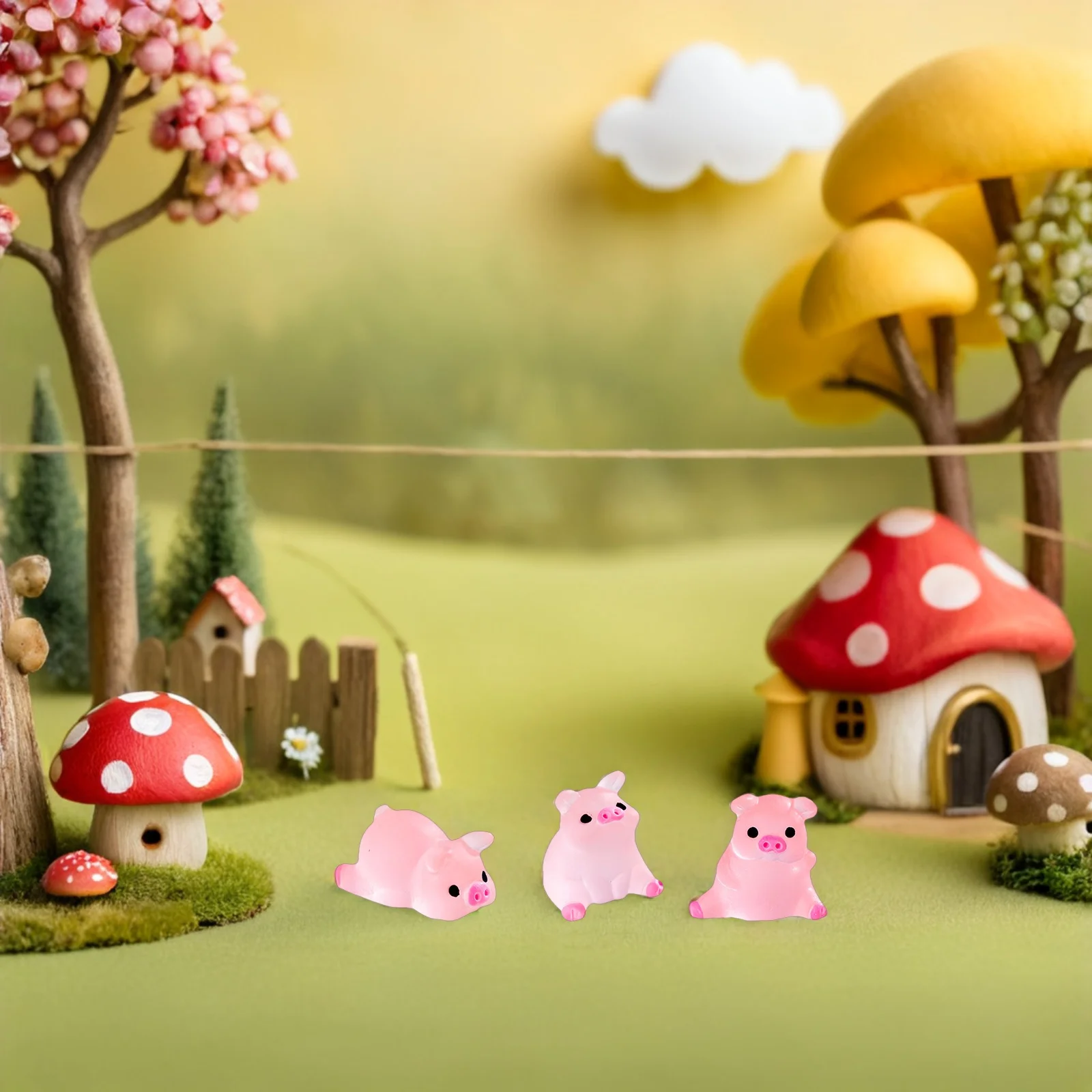 

24pcs Mini Resin Pig Animals Glow In The Dark Tiny Pig Charms For Diy Decor Party Cake Topper Potted Plant Garden Aquarium