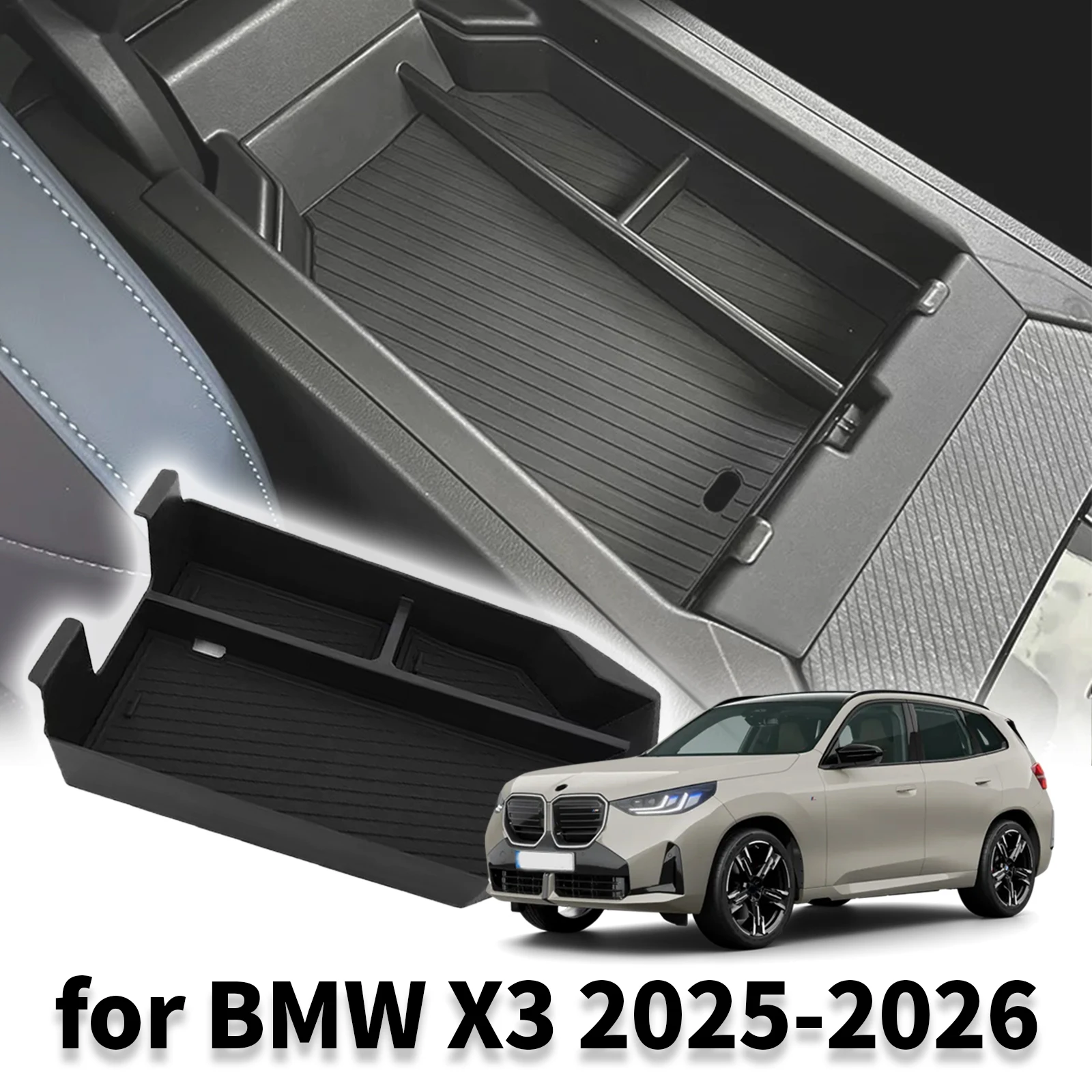 

Car armrest box storage box for 2025 2026 BMW X3 G45 Flannel ABS Accessories Storage box behind the screen