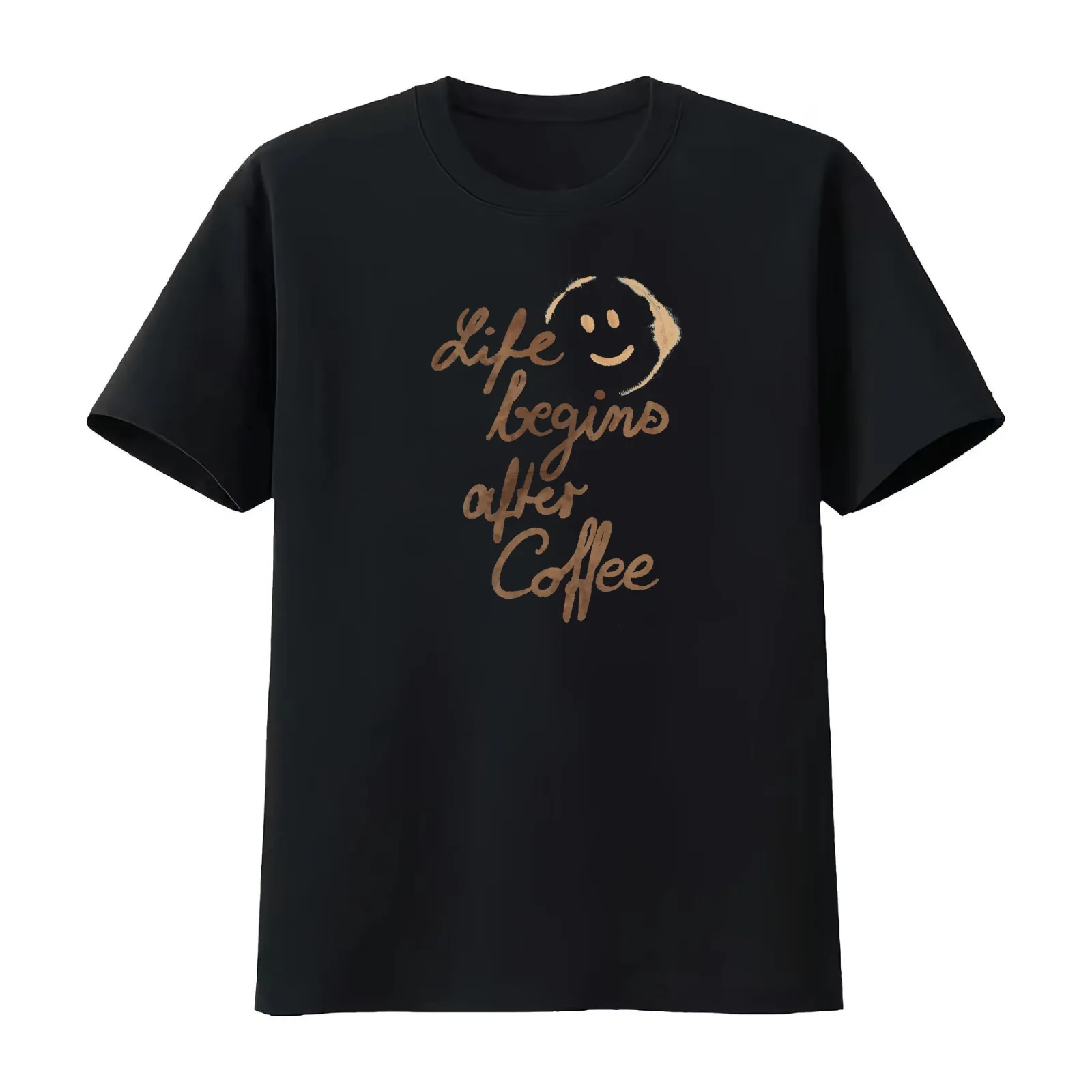 Life begins after Coffee T-Shirt Summer Casual Cotton Tee Oversized Streetwear Tops Vintage Graphic Print Unisex Men Women