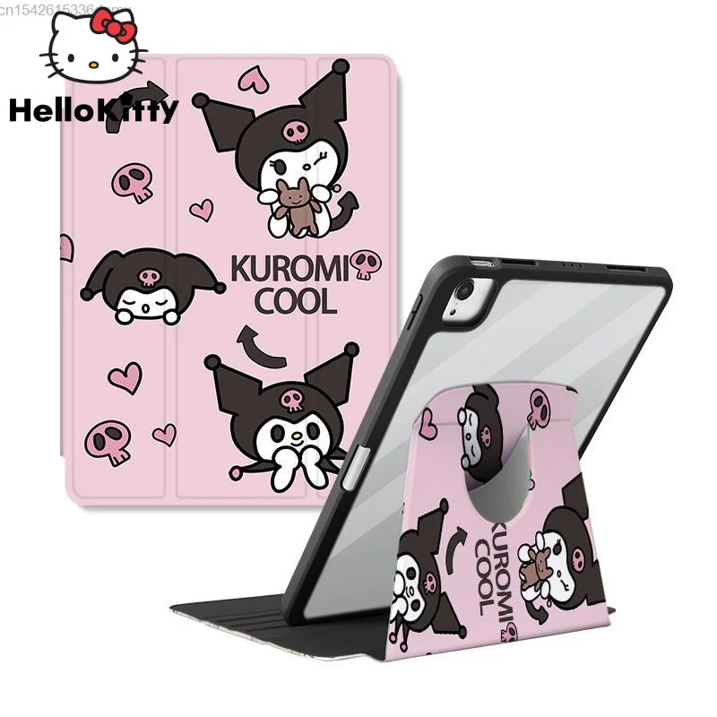 Sanrio Kuromi 360 Degree Rotation IPad Tablet Protective Case Air 5 Pro 11 Cover With Pen Slot 2021 Cute Anime Ipad 10.2 Inch