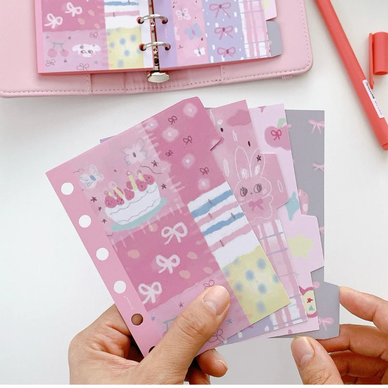 4 قطعة/المجموعة الوردي القوس M5 & A7 مقسم ، فضفاضة ورقة غطاء الكتاب الوسادة الداخلية ، دفتر جدول كتاب دفتر مؤشر الصفحة #5