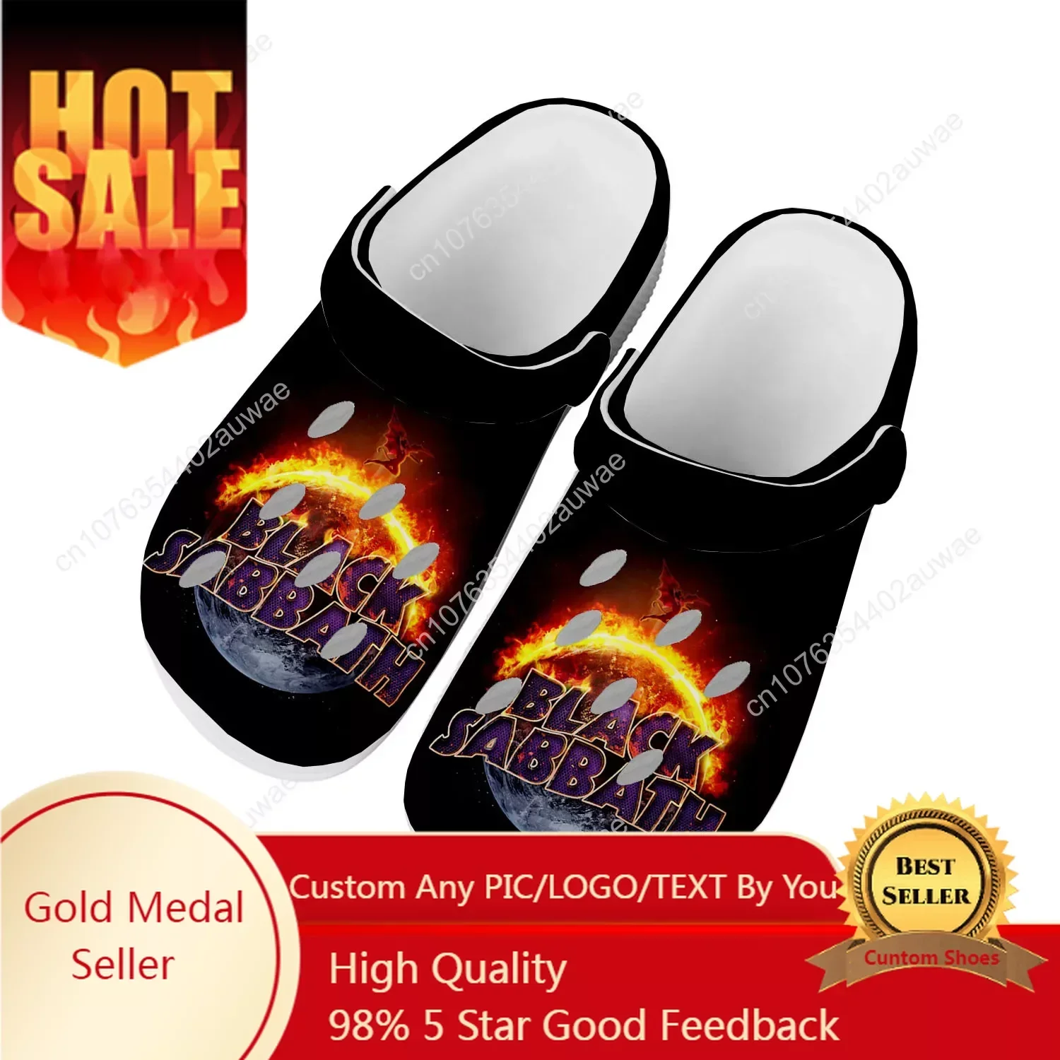 

Black Heavy Metal Band Sabbath Home Clog Mens Women Youth Boy Girl Sandals Shoes Garden Custom Made Shoe Hole Slippers White