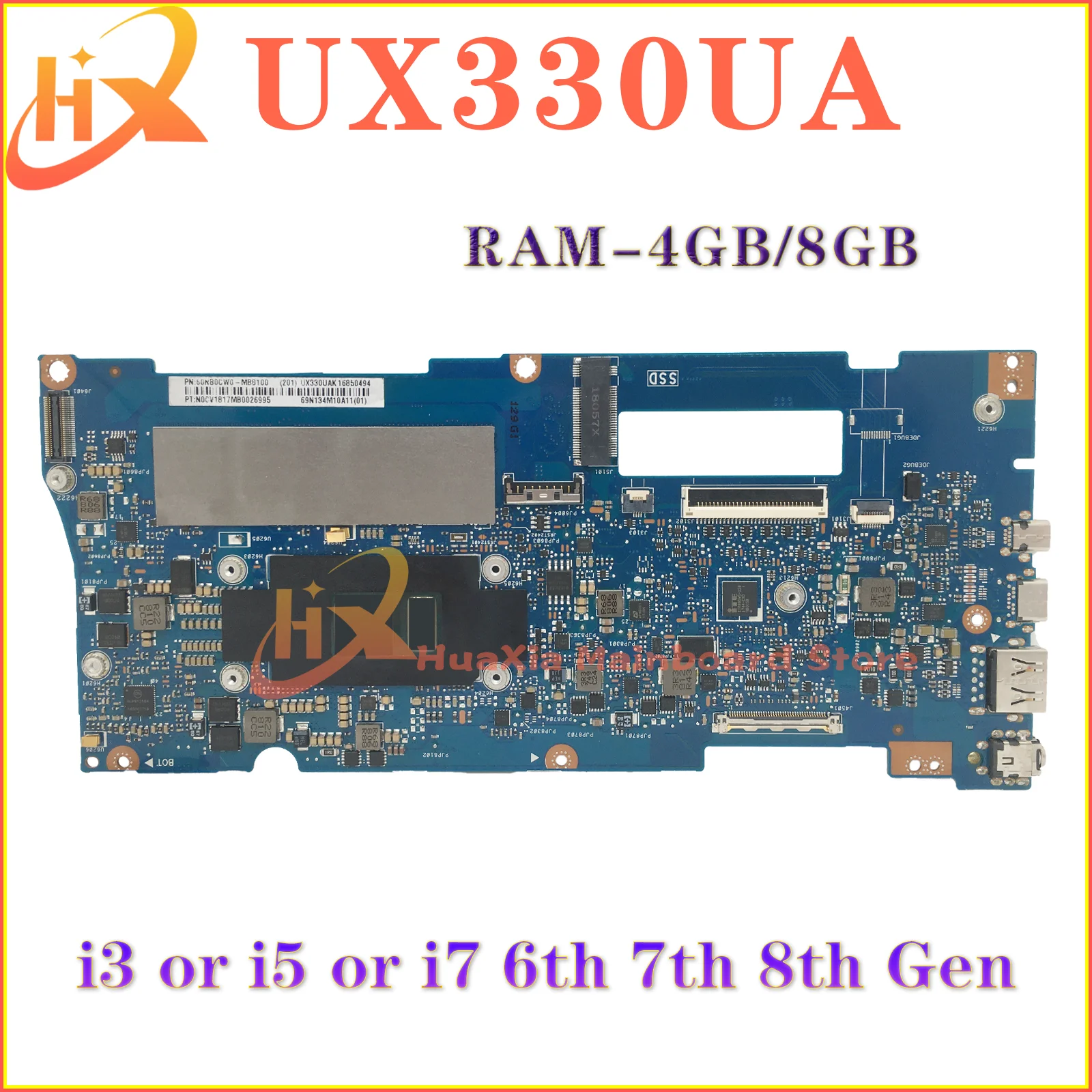 

UX330UA Mainboard For ASUS ZenBook UX330 U330UA UX330U UX330UAK U3000U Laptop Motherboard I3 Or I5 Or I7 RAM-4GB/8GB UMA