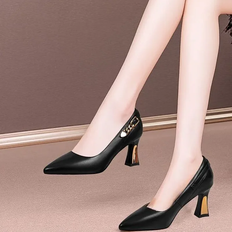 Zapatos De Mujer donna carino nero in pelle verniciata morbida scarpe con tacco a spillo per ufficio moda femminile comode pompe per feste A13