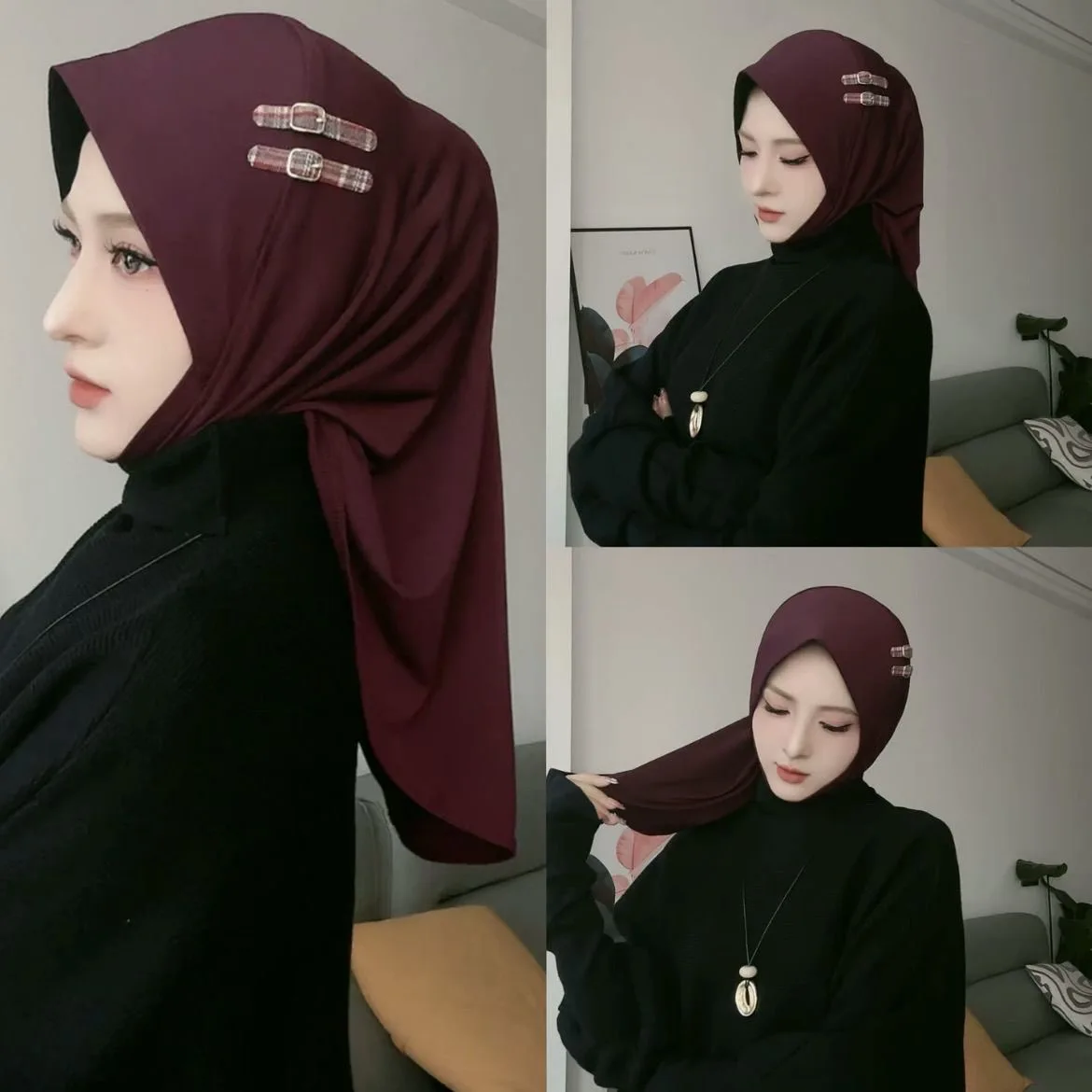 

Зимняя новая мусульманская милая шапка-хиджаб для молодых девушек