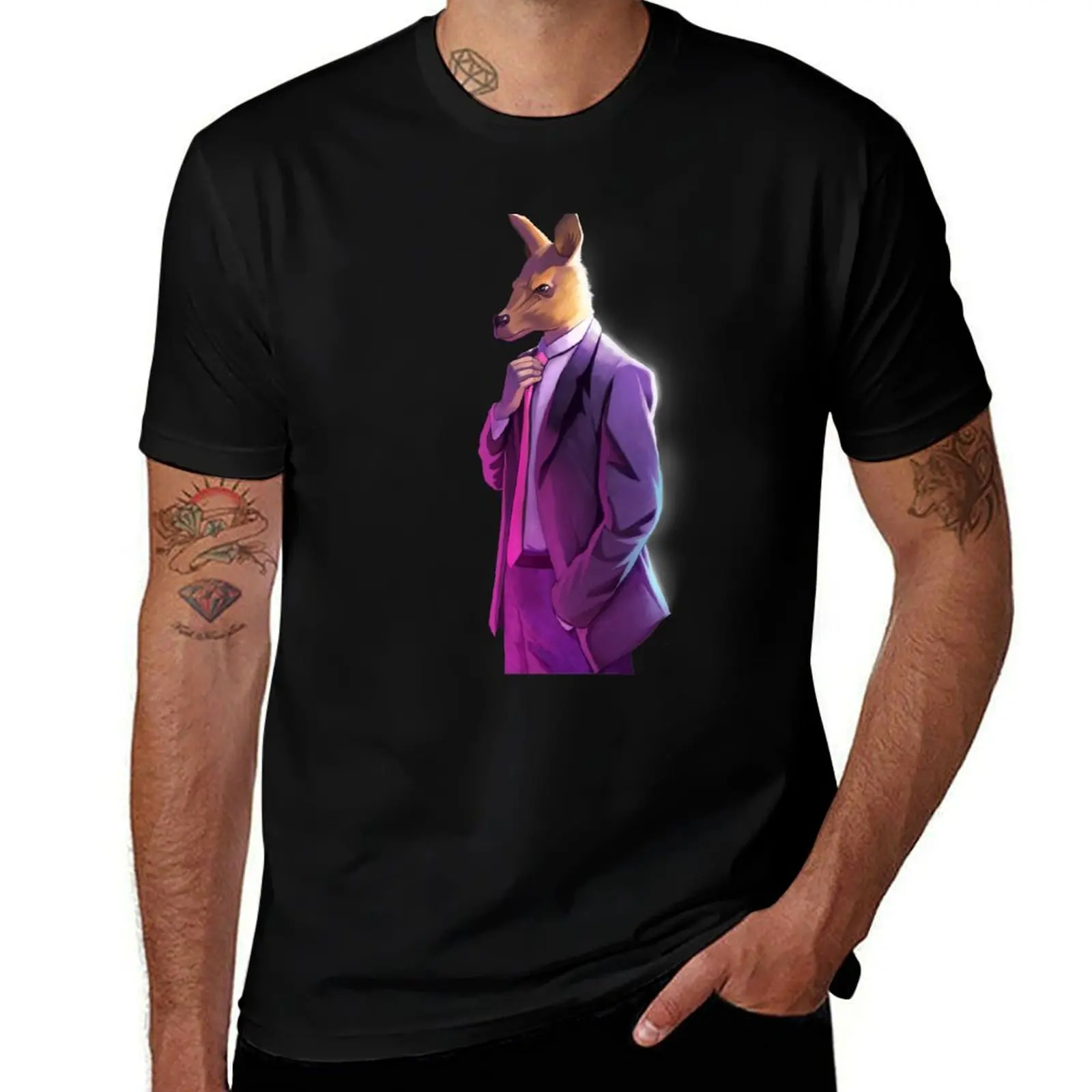 Roo in Suit Atheism-is-Unstoppable logo T-Shirt Everyday Wear Basic Short Sleeve Top
