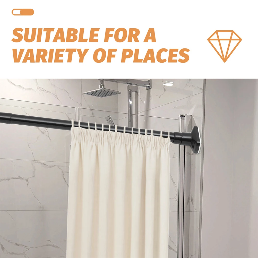 

2pcs Adjustable Tension Curtain Rod Stainless Steel Abs Extendable No Drill Closet Rod Window Clothes Drying Telescopic Pole For