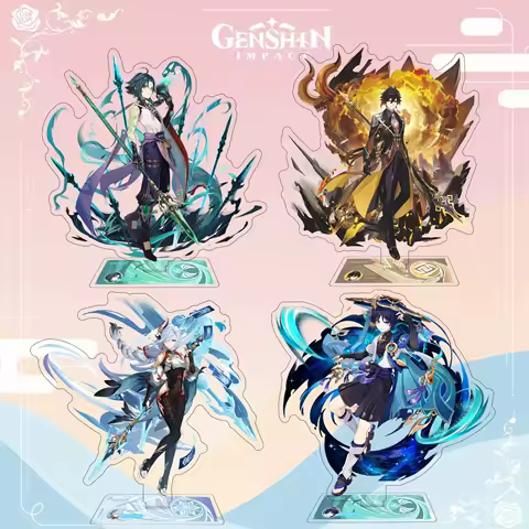 Anime Genshin Impact Kaedehara Kazuha Xiao Hu Tao Cosplay Standing Sign Acrylic Display Cartoon Gifte