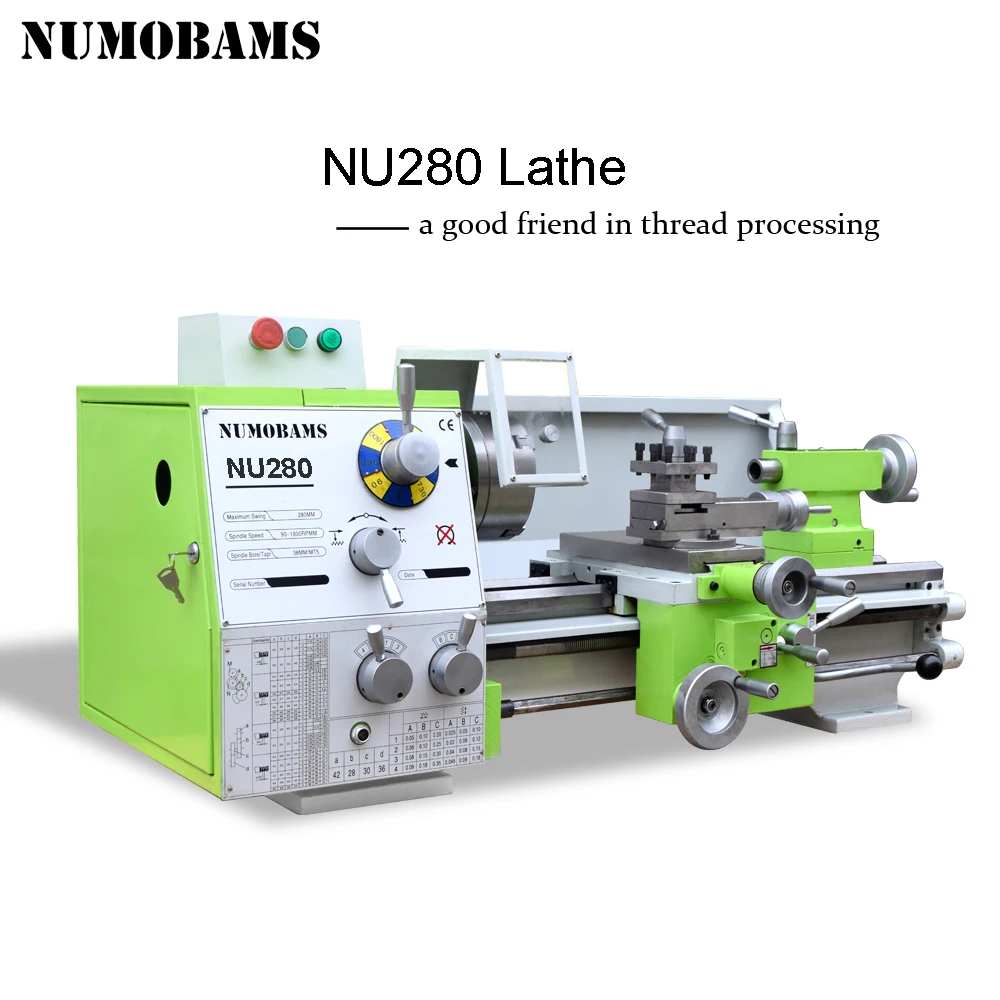 280mm Swing Metal Lathe NU280 750W Motor MT5 Spindle For Workshop Use