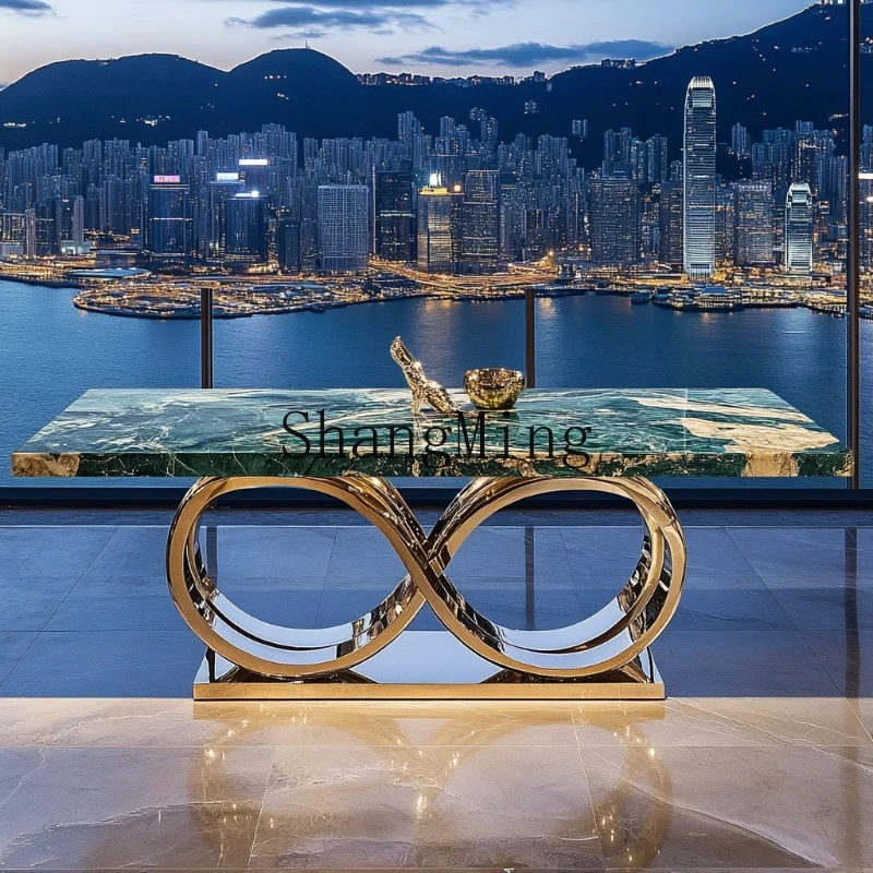 

FG jade rectangular luxury stone dining table modern marble luxury stone light luxury restaurant simple villa home