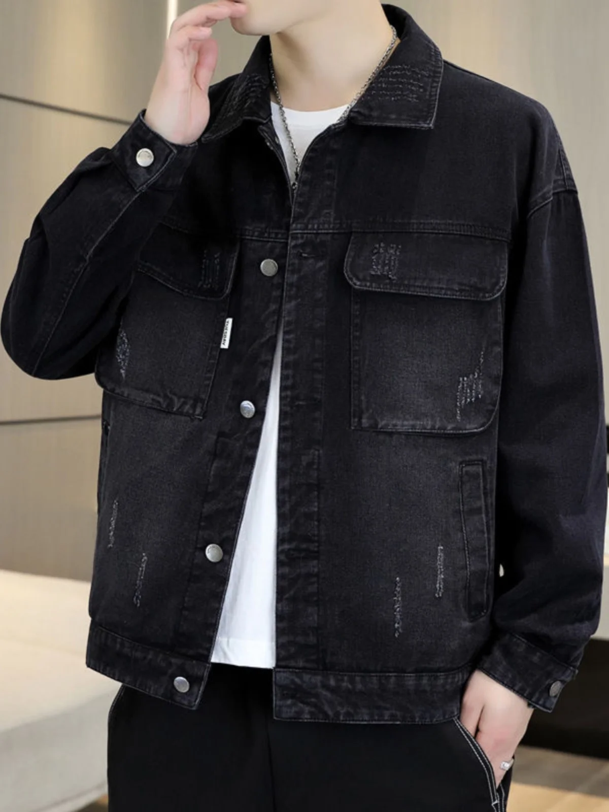 

Loose Men's Denim Jaet Autumn Winter New Sle Worn Resistant Multi ket Trendy Brand Large Size Workwear Jaet