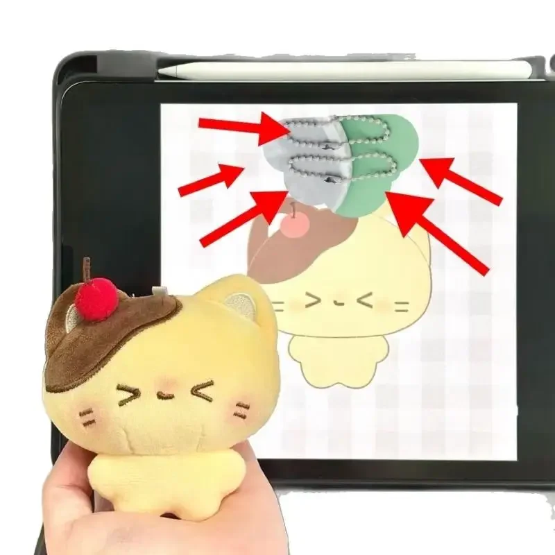 Porte-clés ours en peluche cerise pouding, poupée en peluche douce de dessin animé, pendentif de voiture, sac à dos, décor de sac, cadeau pour enfant