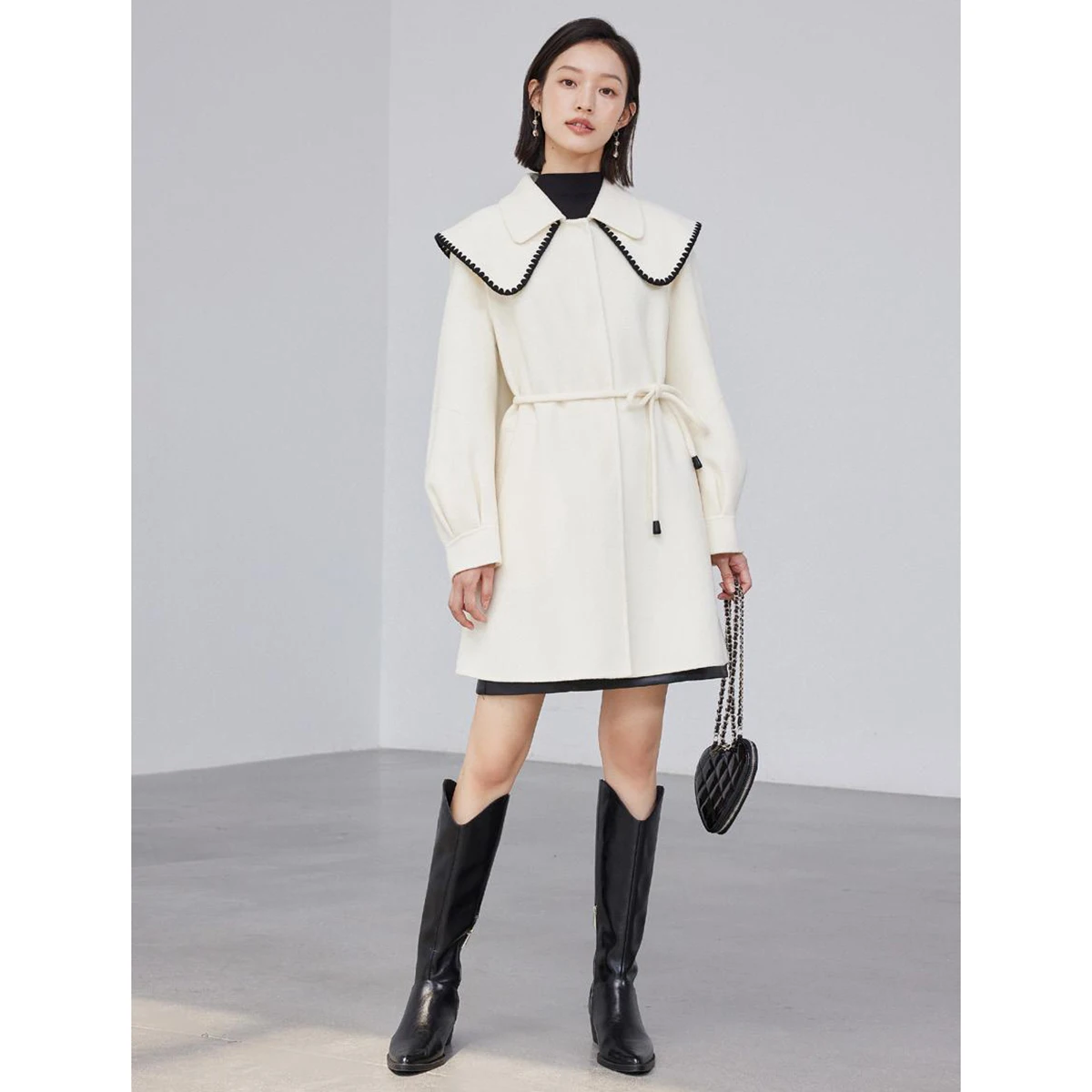 

Double-Faced Woolen Coat 100% Cashmere Double Collar Street Style Mid-Length Women's Winter Fashion New Arrival