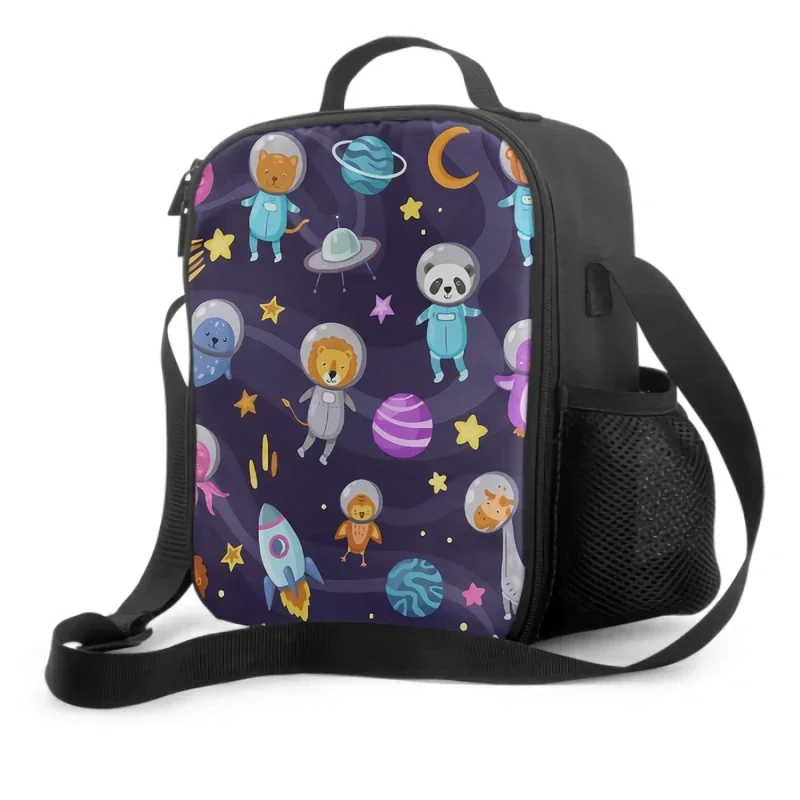 Planets In Galaxy Universe Insulated Thermal Lunch Bag for Kids Boys Girls Washable Tote Lunch Food Container for School Travel