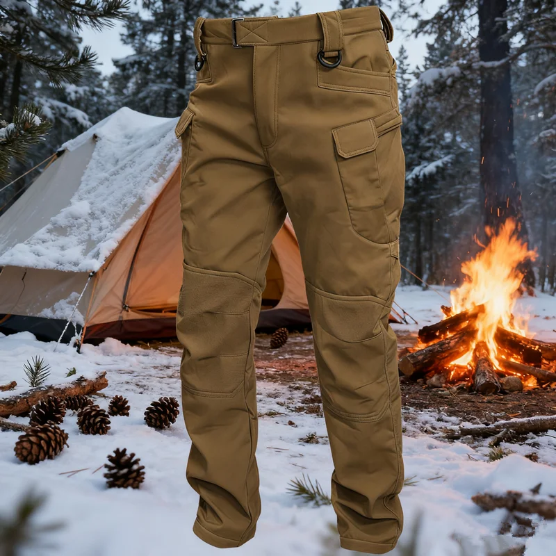 

6XL зимние брюки мужские уличные ветрозащитные водонепроницаемые толстые тактические брюки из софтшелла флисовые охотничьи теплые рабочие камуфляжные брюки с несколькими карманами