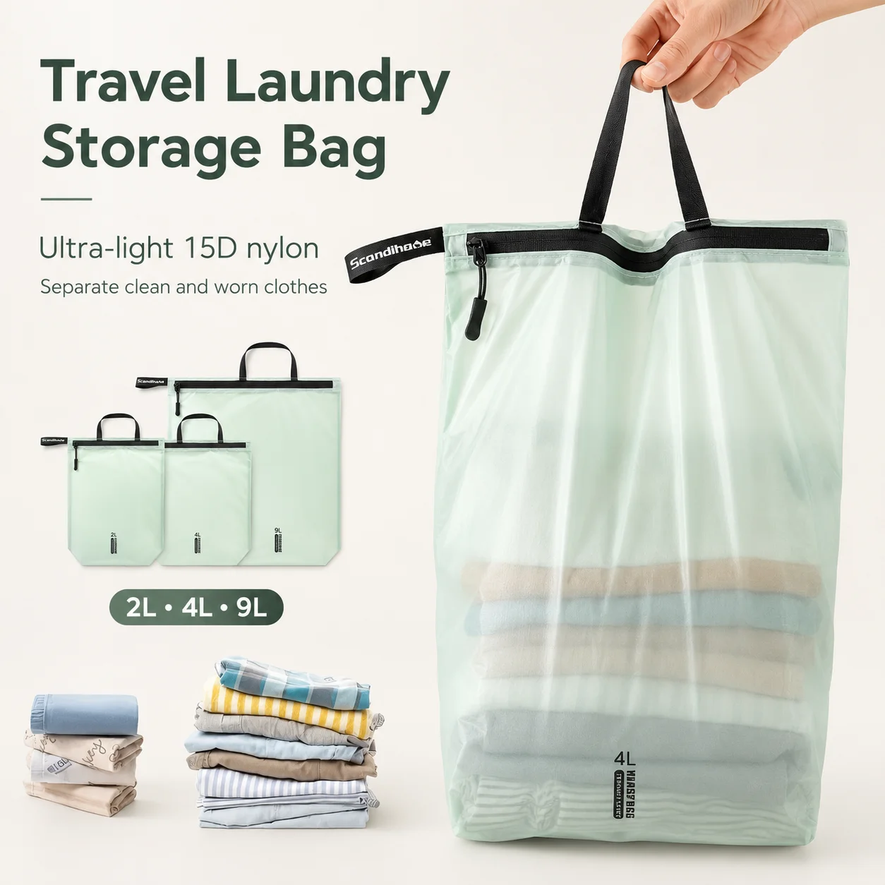 

Waterproof Storage Pouch with Zipper Handle for Clothes Shoes Accessories Portable Organizer for Travel Sports Hiking