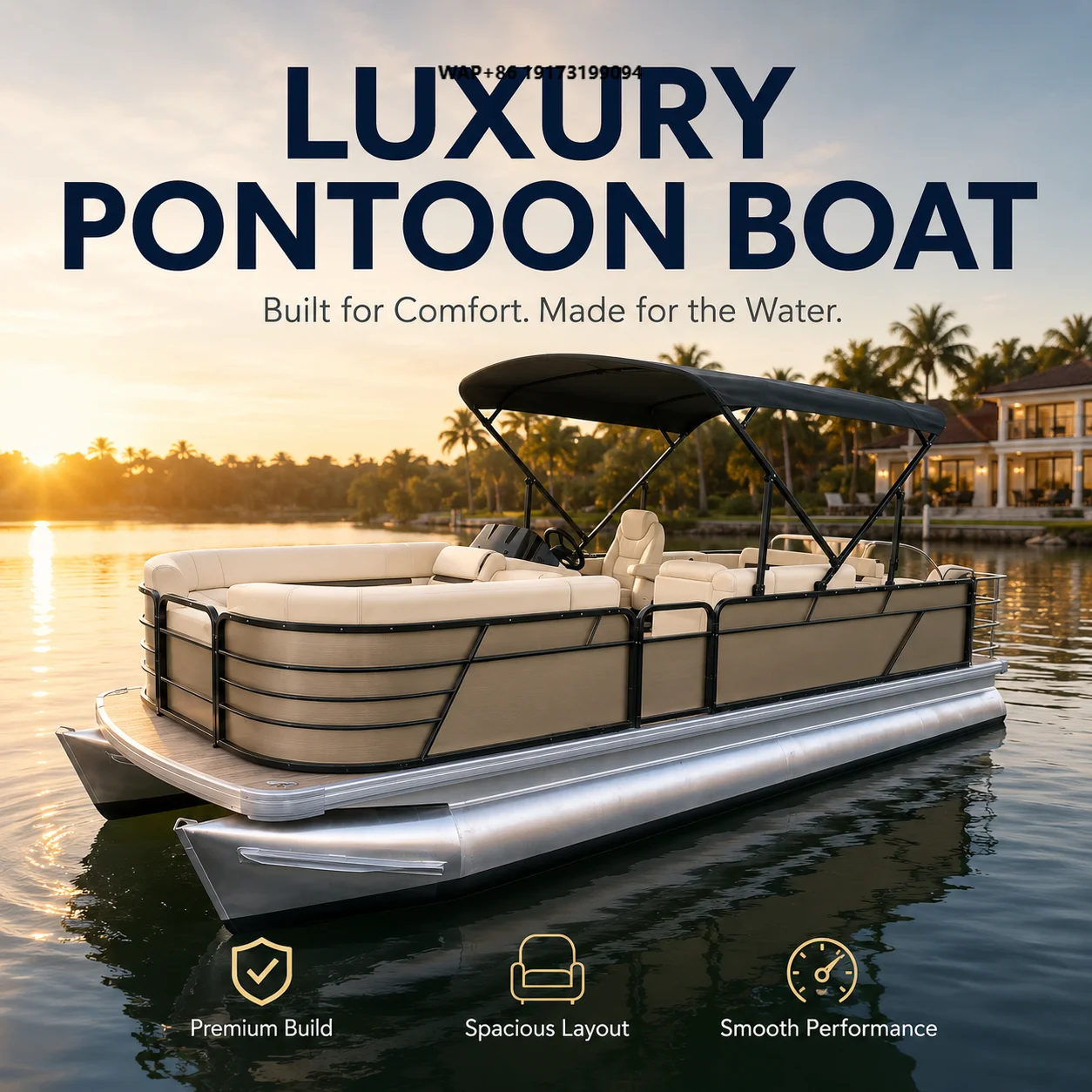2026 New for 19ft Aluminum Sport Yacht Fishing Pontoon Boat Surfing Option 11-Person Capacity Outboard Engine China Factory