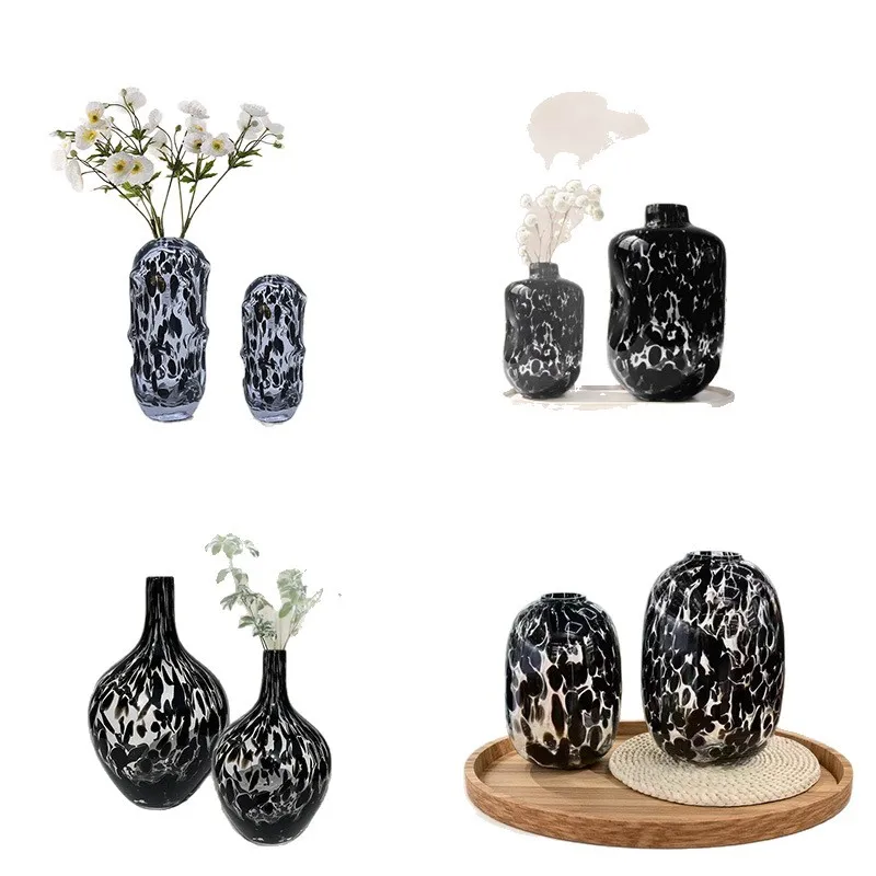 

Ink and wash abstract modern translucent glass vase decoration medium and ancient style model house ornament water flower