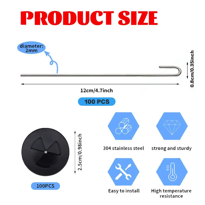 Solar Panel Bird Guard Fastener Clips，100PCS Nylonand 100PCS Stainless steel ,Bird Guard Fastener Clips