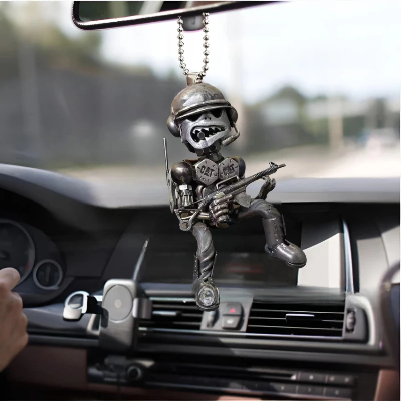 Machine Gun Skeleton Man Keychain Gift Man Car Decoration Cyberpunk Style  Creative Gifts & Crafts