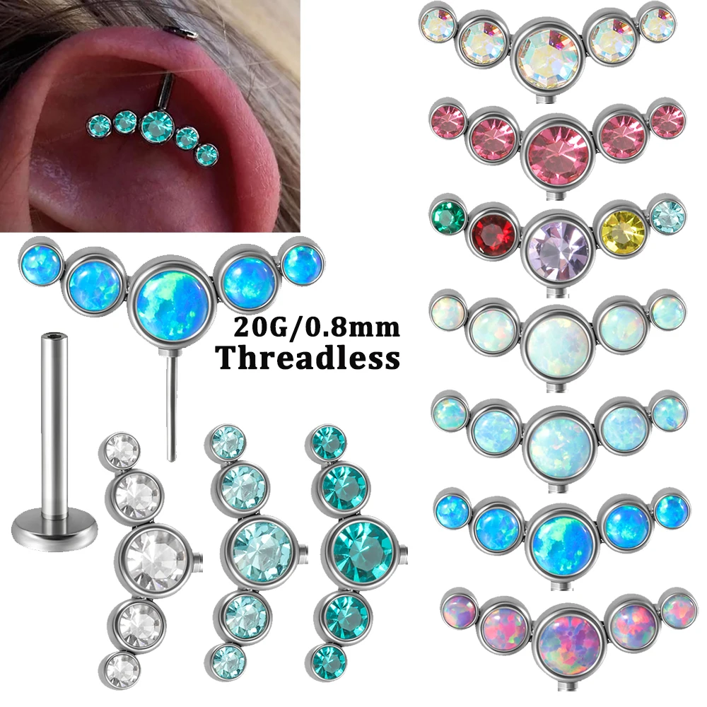 Body Jewelry Threadless - 10개 수술용 강철 곡선형 5색 CZ
