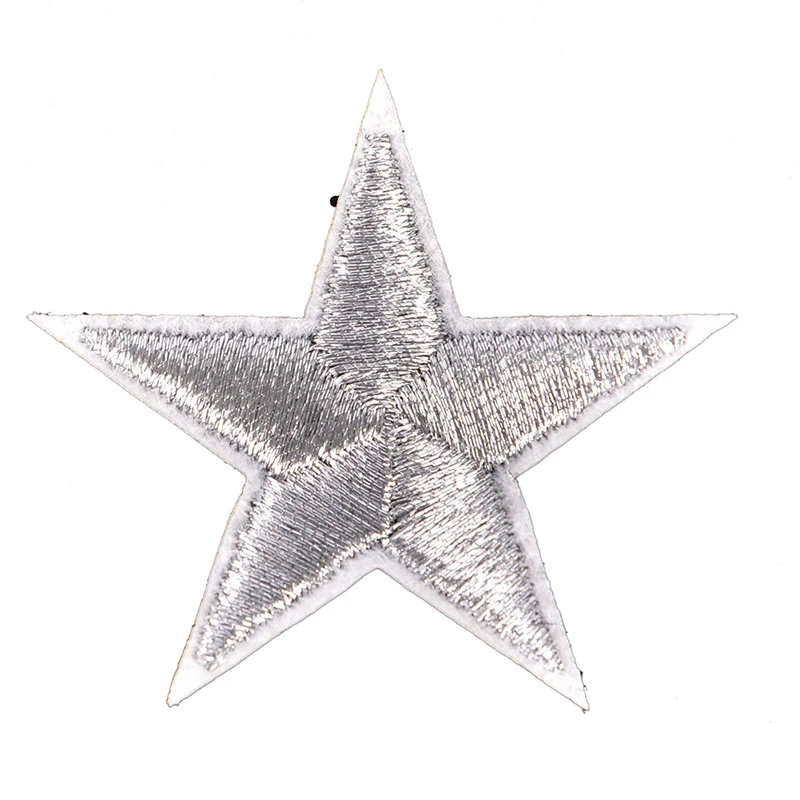 10PCS Silver Stars Embroidered Patches Sew Iron On Badges For Dress Bag Jeans Hat T Shirt DIY Appliques Craft Decoration