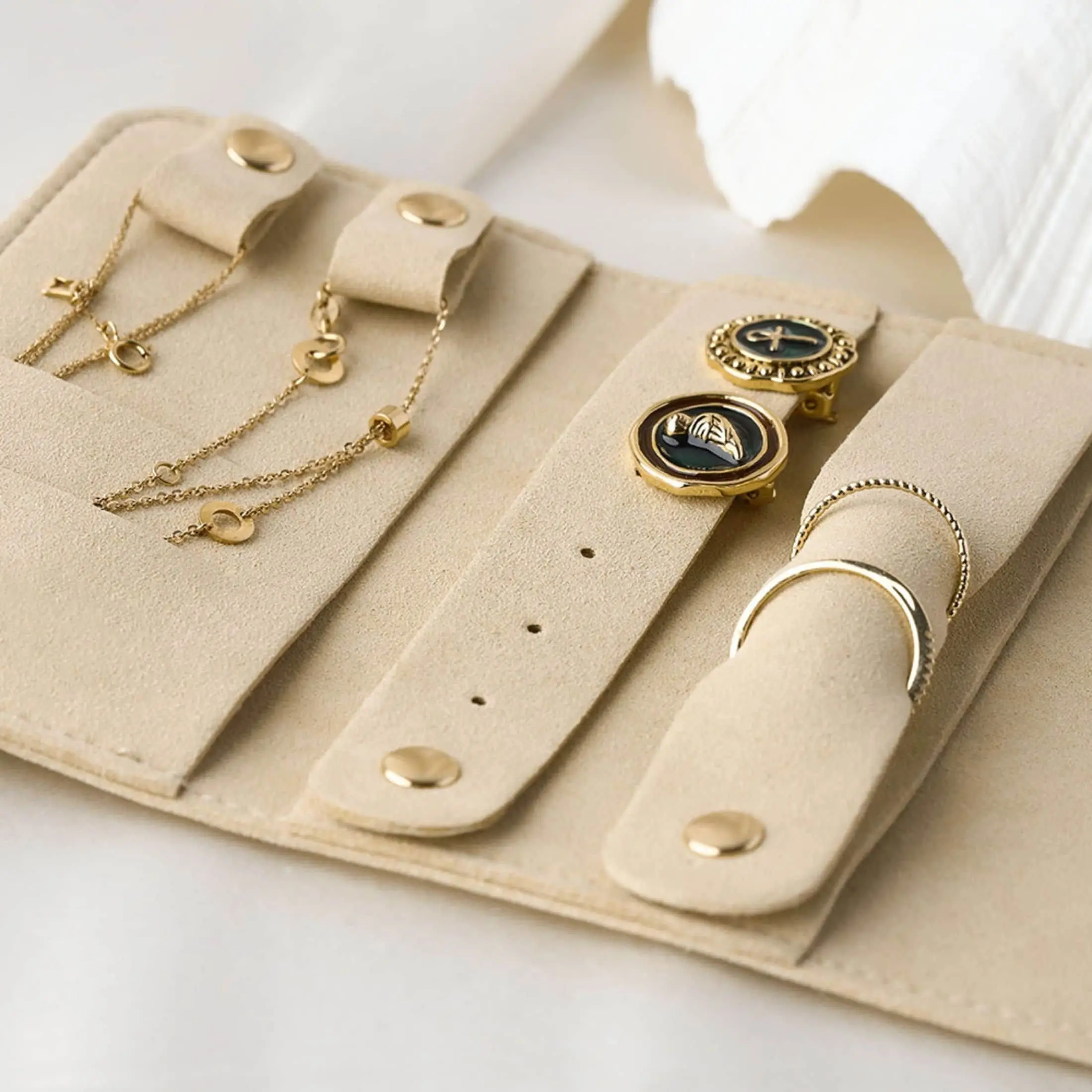 Personalized Suede Travel Jewelry Roll Travel Jewelry Case Bridesmaid Gift for Her Portable Jewelry Organizer Birthday Gifts