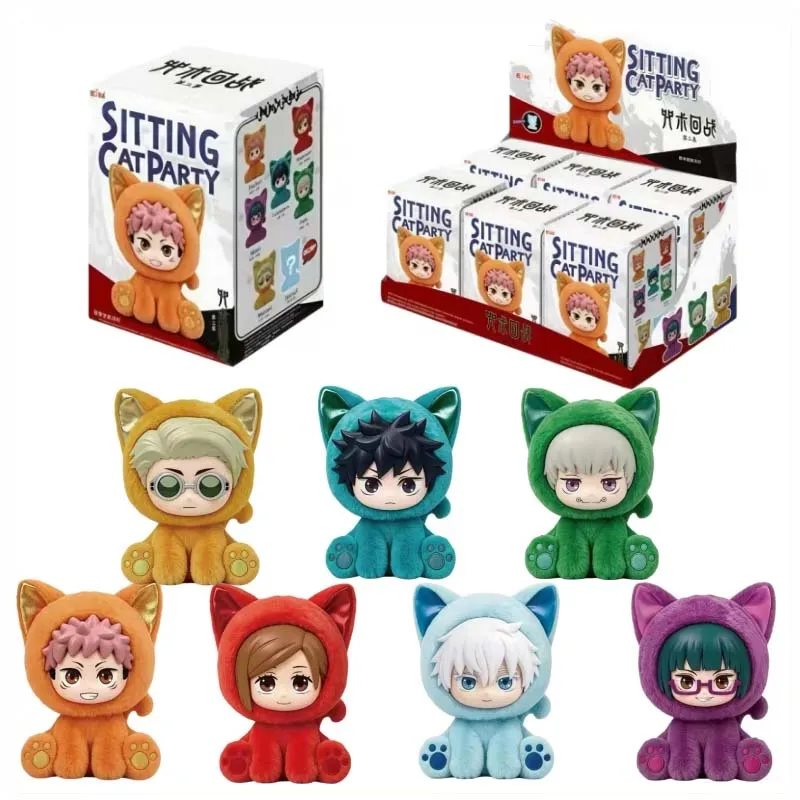 EAKI Jujutsu Kaisen Sitting Cat Party Blind Box Anime Character Doll Collection Desktop Display Holiday Gift