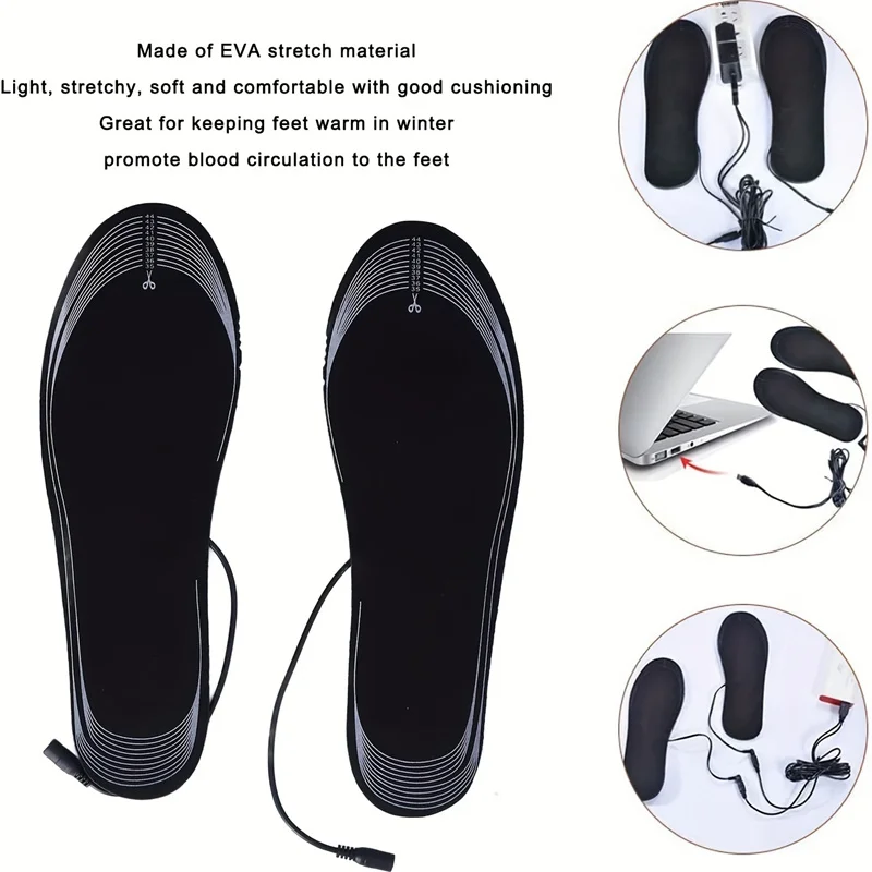 USB Electric Heated Shoe Insoles Croppable Foot Warming Pad Feet Warmer Pads Socks Mat Winter Warm Outdoor Sports Heating Insole