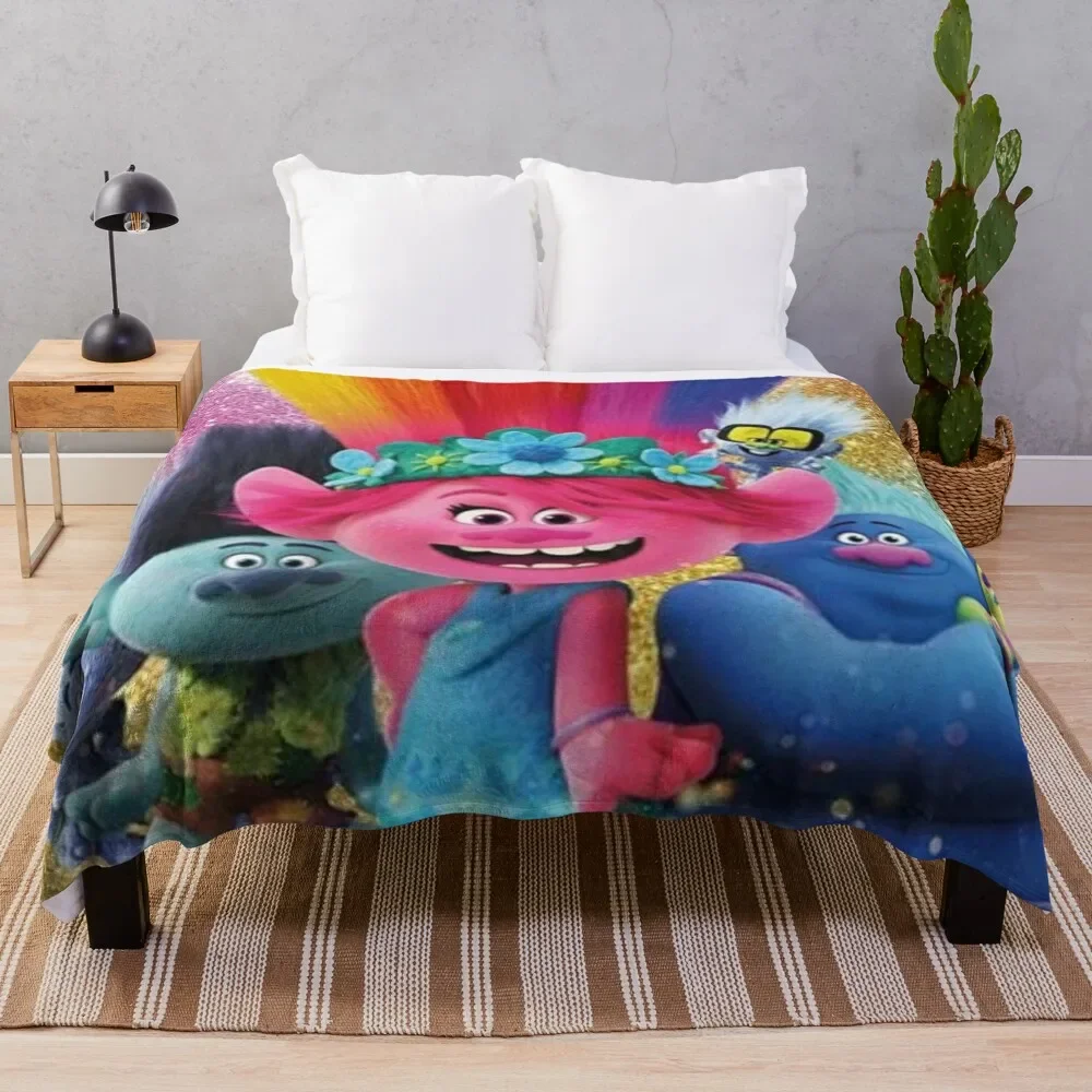 

Trolls Design Throw Blanket fluffy For Sofa Thin Blankets For Bed manga Blankets