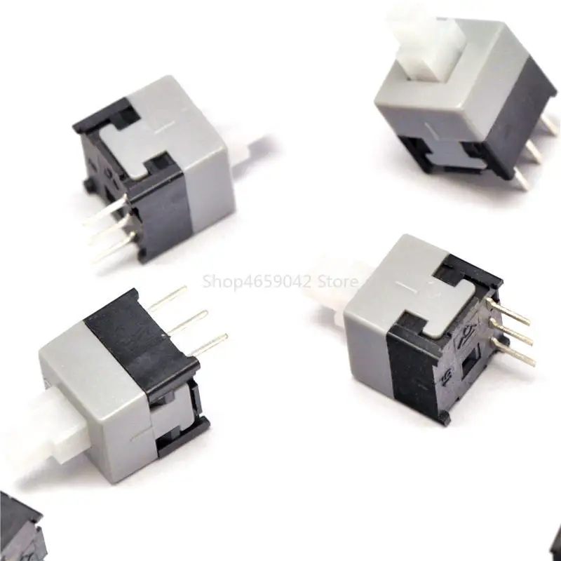 10pcs Single Row 3Pin Push Tactile Power Micro Switch Self Lock on/Off Button Latching Switch 8.5X8.5mm 8.5*8.5mm