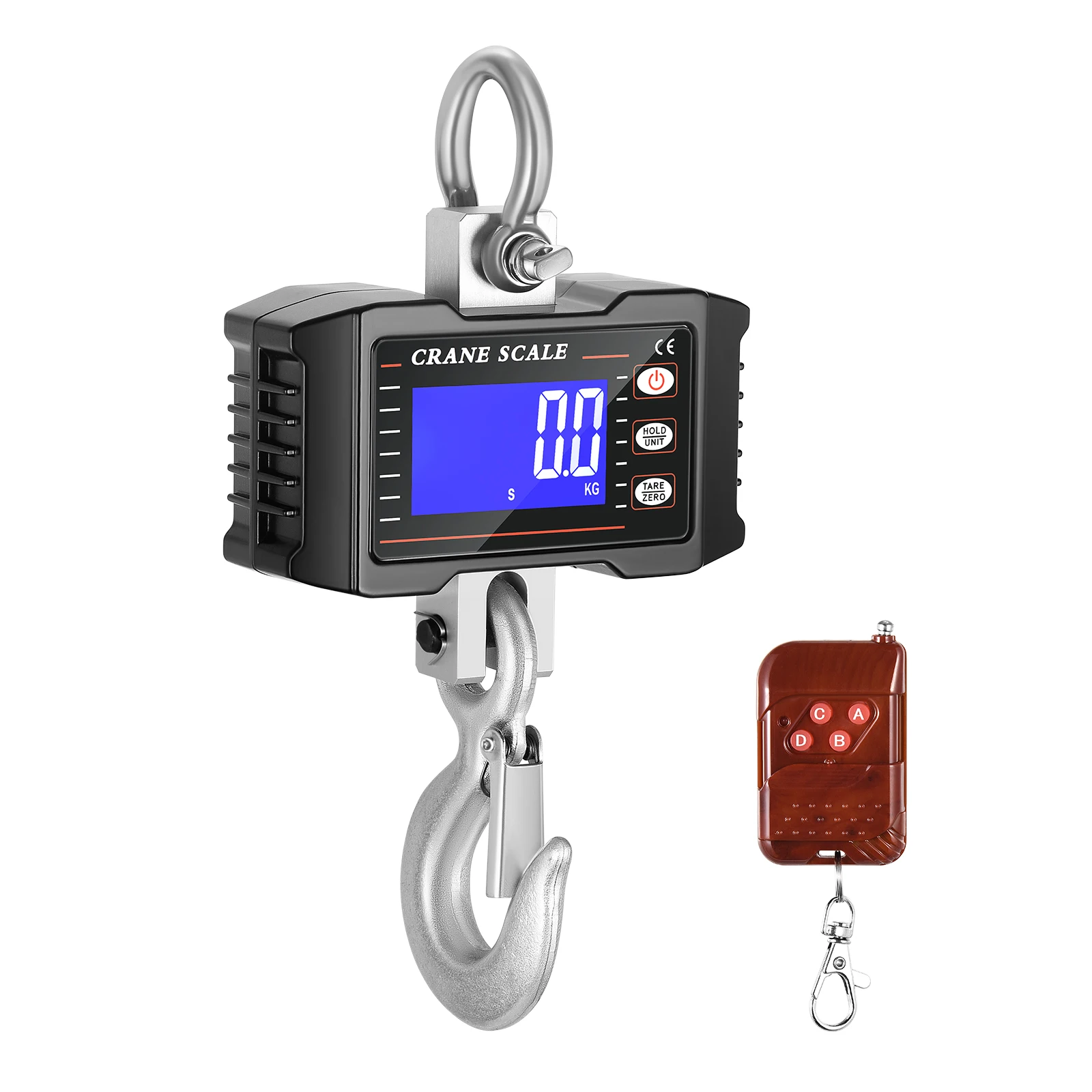 

1000kg(2200lbs) Digital Industrial Heavy Duty Hanging Crane Scale W/ Remote Control,Accurate Sensor&LCD Display For Farm,Factory