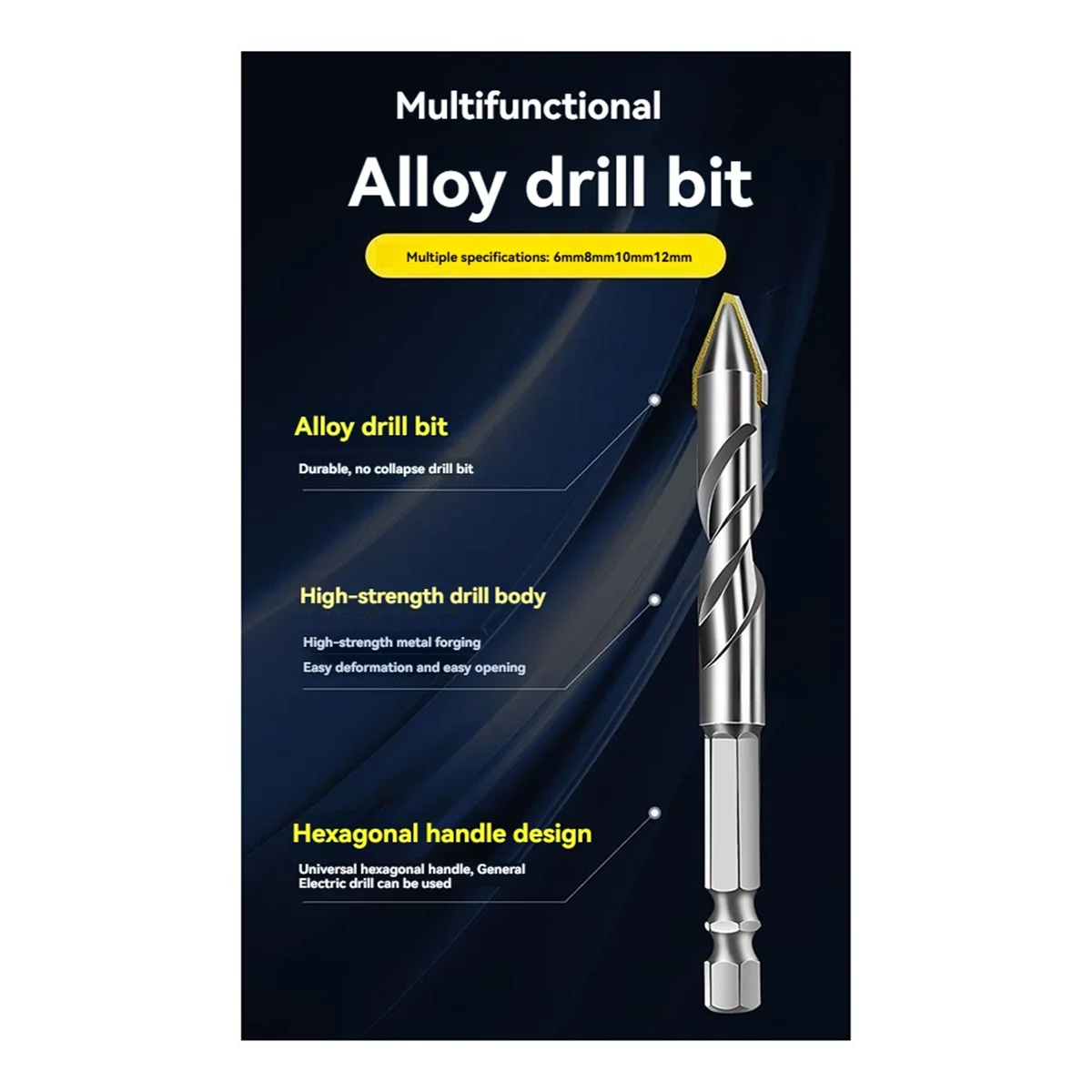 ABGL 4 шт. эксцентриковые спиральные сверла, набор высокопрочных сверл 6 мм/8 мм/10 мм/12 мм, спиральные сверла по металлу для стекла/плитки/дерева