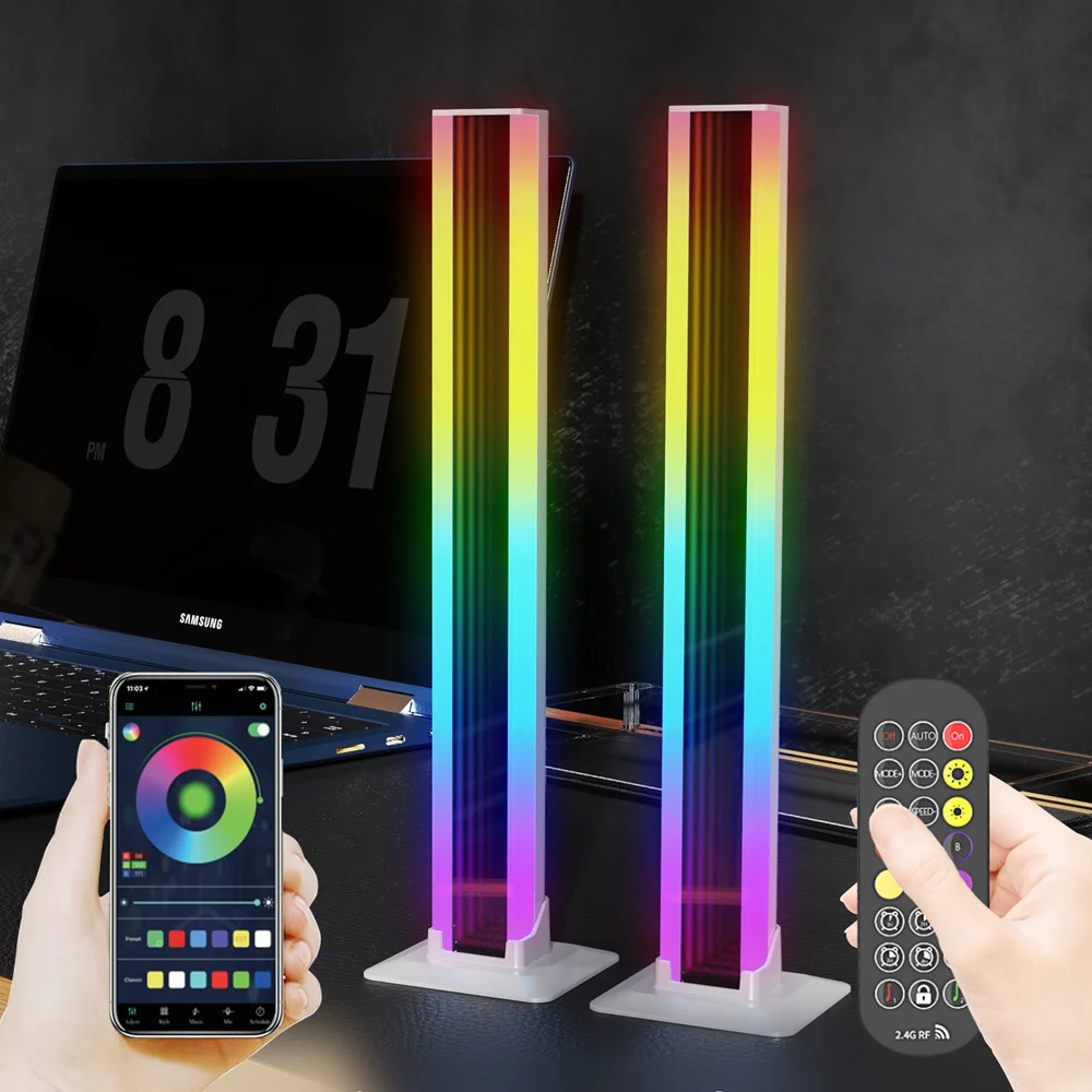 RGB LED Light A Pair Bluetooth Room Decor Abyss Table Lamp Remote Ambient Night Light Desktop Mood Lighting for TV PC Gaming