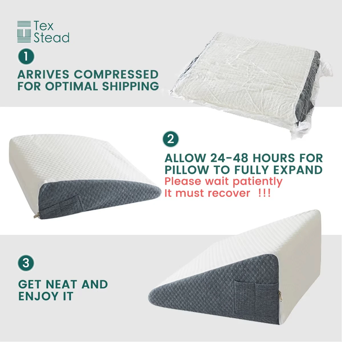 2-Pack Memory Foam Bed Wedge Pillow/Neck Pillow for Back, Legs and Knees - Triangular Pillow with Removable Cover