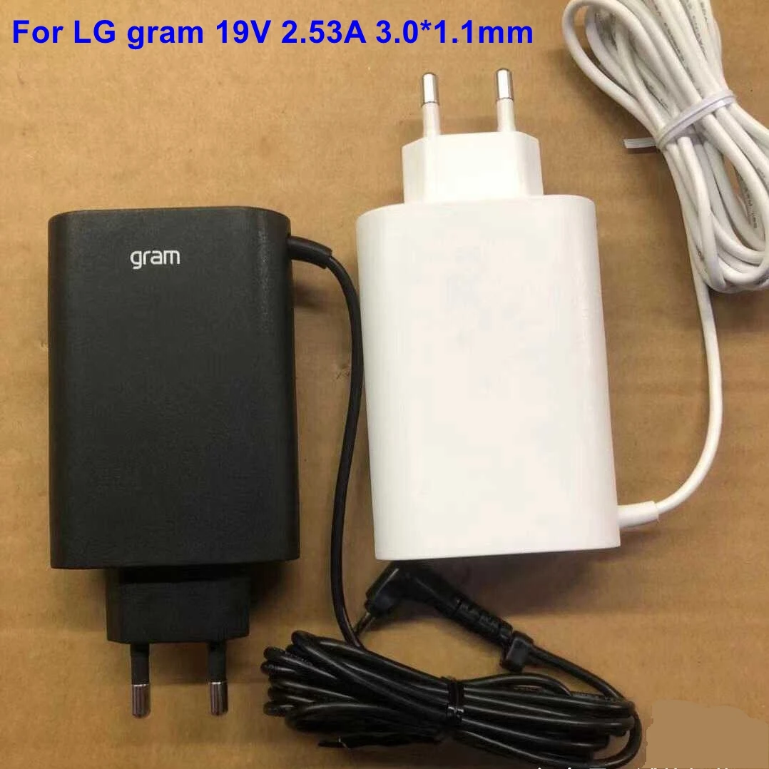 Genuine 19V 2.53A  AC DC Adaptor Laptop Charger For LG GRAM 15Z970 15Z990 17Z990 ADS-48MS-19-2 19048E WA-48B19FS PSU 3.0*1.1mm