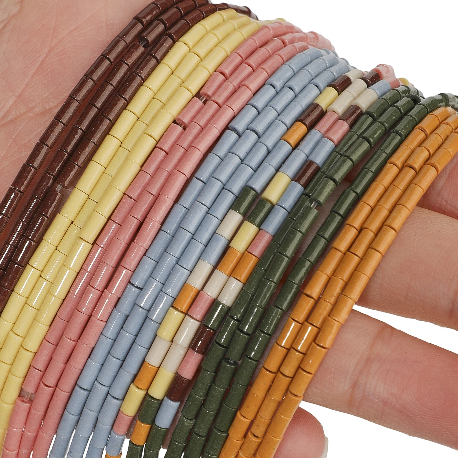 2x4mm Natural Tube Shape Stone Beads Colorful Cylinder Loose Spacer Bead for Jewelry Making Diy Charm Bracelet Necklace Crafts