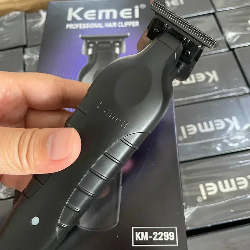 Kemei 2299 Barber Cordless Hair Trimmer 0mm Zero Gapped Carving Clipper Detailer Professional Electric Finish Cutting Machine