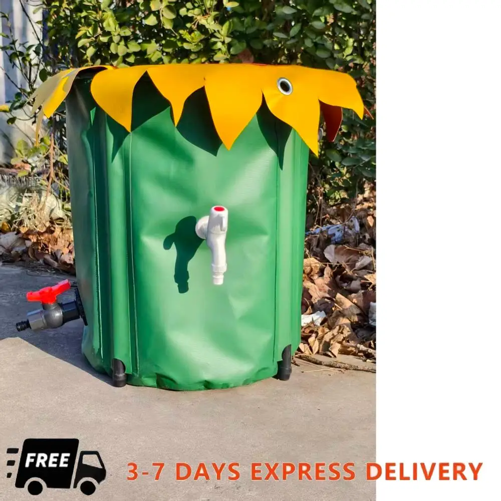 

52 Gallon Rain Barrel Collapsible PVC Water Barrel Collector with Three Spigots Garden Water Catcher