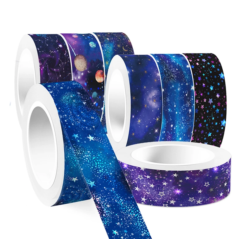 Imagem -04 - Céu Estrelado Washi Tape Universo Cinta Decoração Adesiva Suprimentos Scrapbooking Fita Adesiva Escolar 12 Rolos