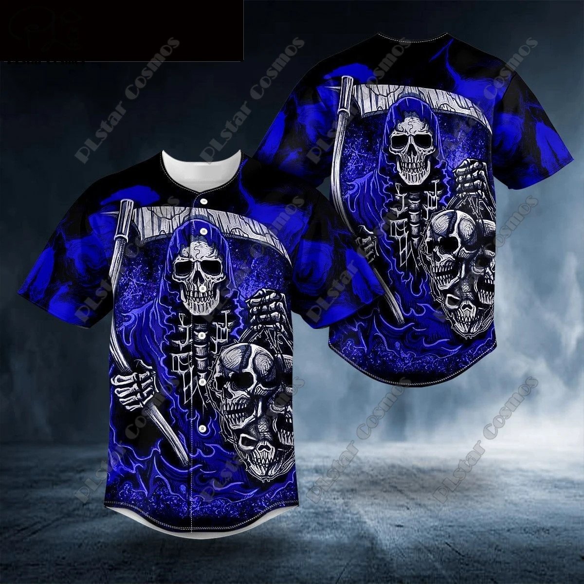 

New 3D Printing Aboriginal Skull Pattern Design Genuine Men's Women's Baseball Shirt Short Sleeve Summer Casual Collection