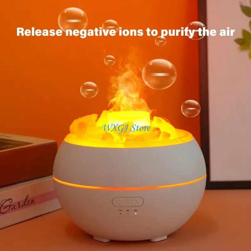 

37JE Cracked Salt Stone Flame Scent Humidifier ABS Air Purifier for Home Office Car
