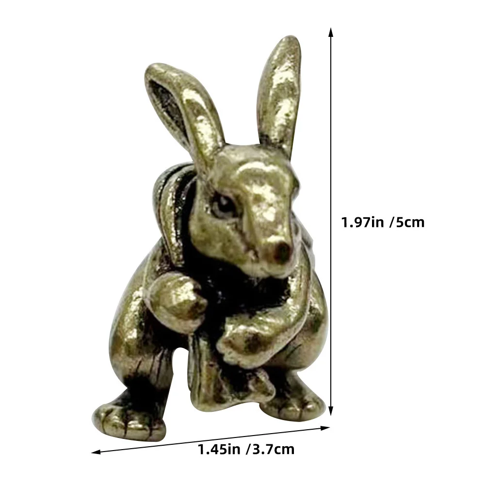 تمثال أرنب نحاسي رائع لديكور سطح المكتب القديم لغرفة المعيشة ورف الدراسة وعرض ملحقات حرفية للحيوانات في الأماكن المغلقة والخارجية #3