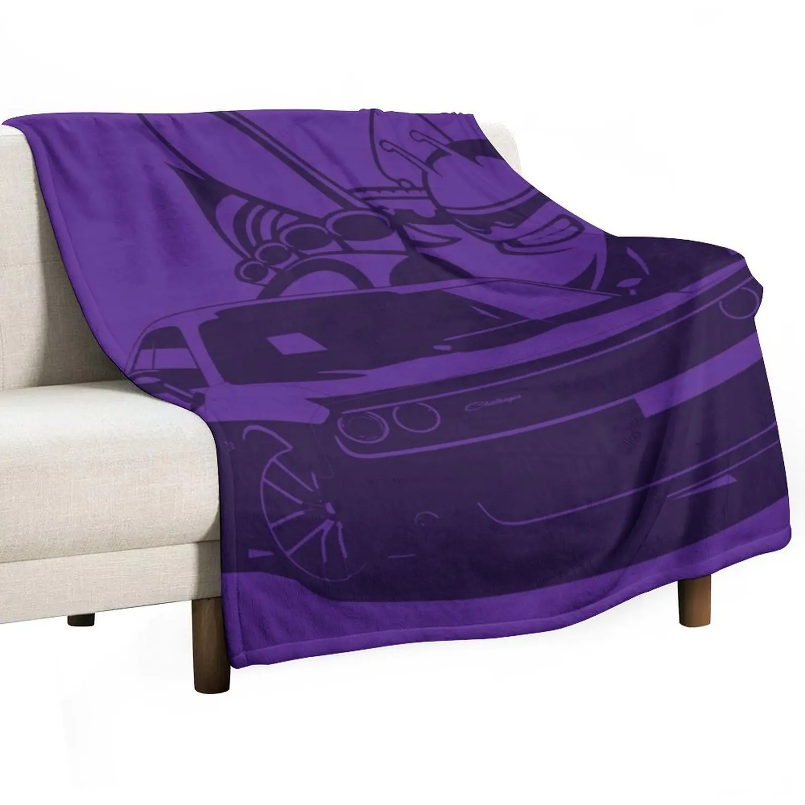 

Purple Challenger muscle car design Throw Blanket Fuzzy Plush Throw Blanket for Sofa Chair