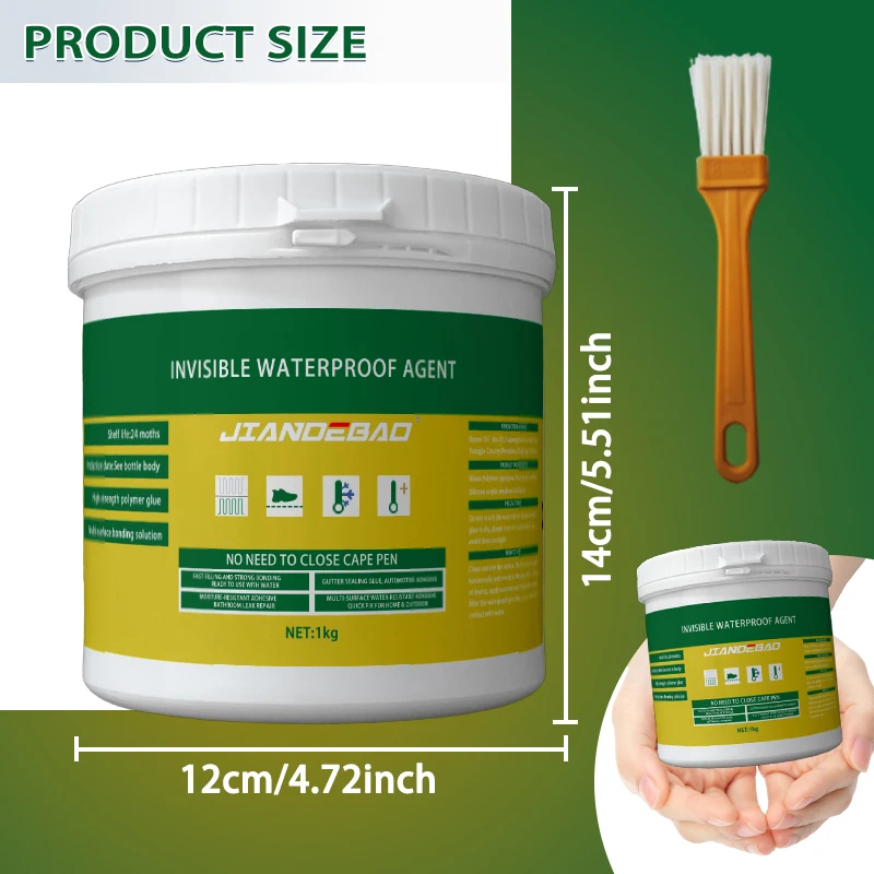 1kg Invisible Waterproof Agent - Quick Drying for Wall, Roof, Bathroom Leak Repair, Indoor/Outdoor Use