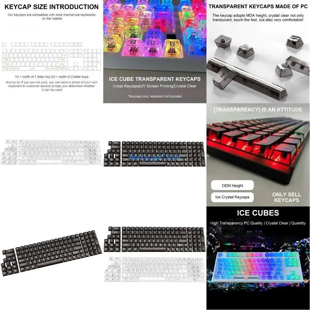 

C7AB Clear Keycaps115Key OEM Keycap for MX Structure Mechanical Keyboards Various Use