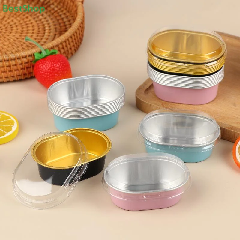 Oval Semi-cooked Cheesecake Mold, Pudding Cake Cup,Aluminum Foil Bakeware,Heat-resistant And High-temperature Resistant Cup