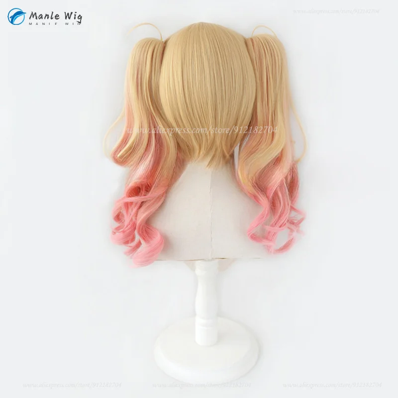 Anime Tenma Saki Cosplay Wig Long Golden Pink Cosplay Anime Wigs Heat Resistant Synthetic Hair Women Role Play Wigs + Wig Cap