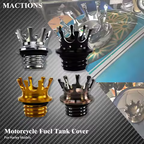 Motorcycle Gas Fuel Tank Cap Crown Style Tank Oil Cover For Harley Touring Road King FLHR Sportster XL883 Softail Fat Boy Dyna