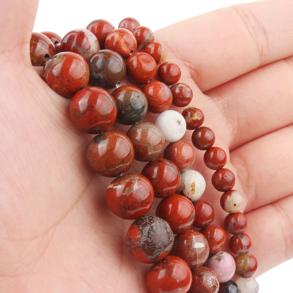 4/6/8/10/12mm Red Jasper Beads Natural Stone Round Loose Spacer Beads For Jewelry Making DIY Charms Bracelets Accessories 15''